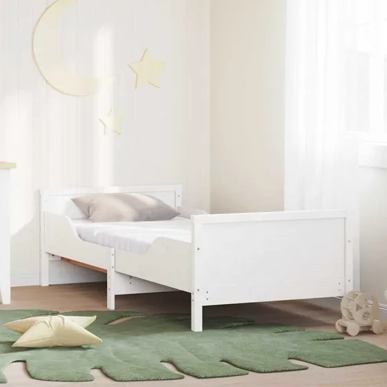 Sengestel med madras Hvid 80x200 cm i massivt fyrretræ