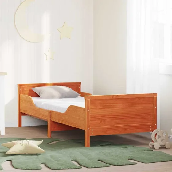 Sengestel med madras i massivt fyrretræ 80x200 cm, brun