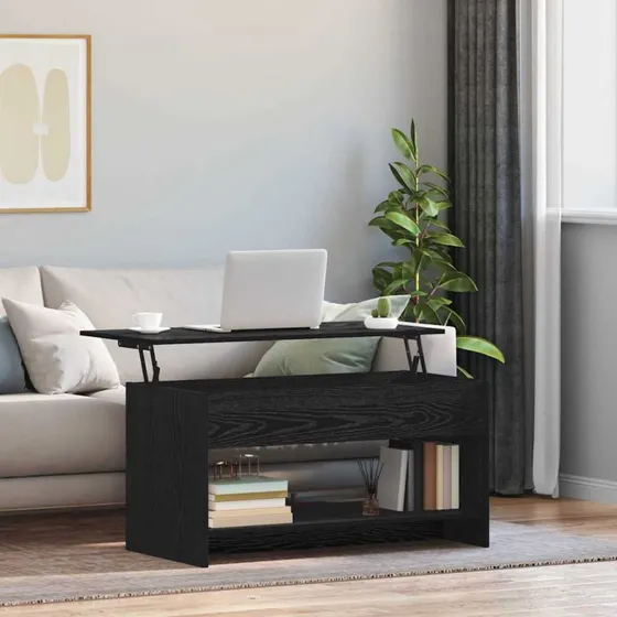 Sofabord Sort Eg 80 x 50,5 cm – Moderne konstrueret træ