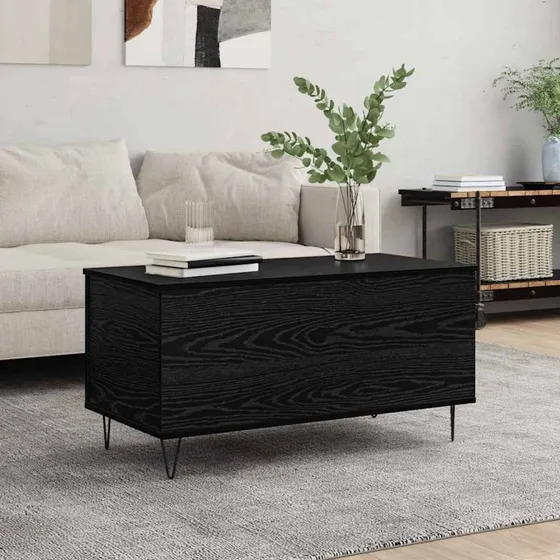 Sofabord Sort Eg 90x44,5x45 cm - Industrielt Konstrueret Træ