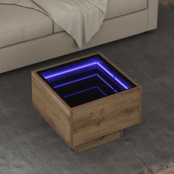 Sofabord Artisan eg 40x40x30 cm – Rustikt konstrueret træ