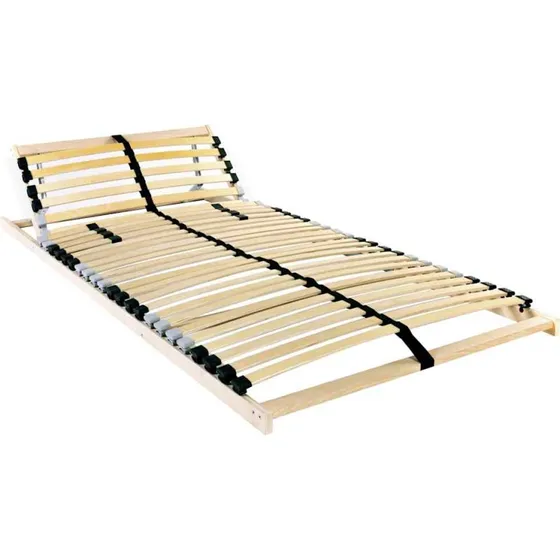 Lamelbund med hovedgærde 140x190 cm i massivt bøgetræ