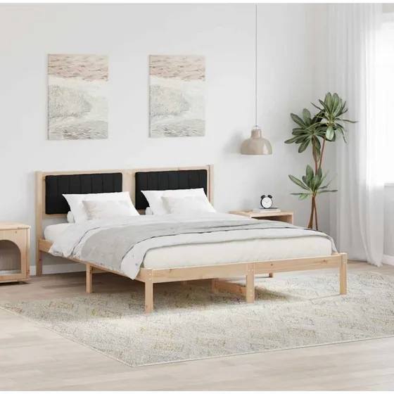 Sengestel med polstret hovedgavl sort 160x200 cm