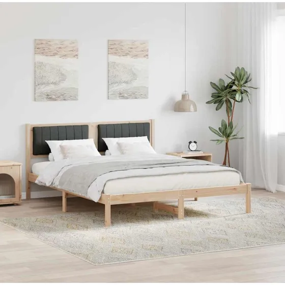 Sengestel 150x200 cm med polstret hovedgavl, mørkegrå