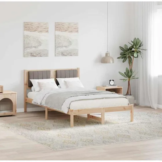 Sengestel 120x200 cm med polstret hovedgavl, gråbrun