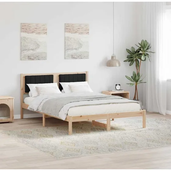 Sengestel 140x190 cm med polstret hovedgavl - Sort