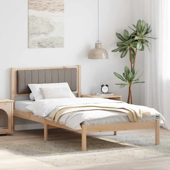 Sengestel med polstret hovedgavl 100x200 cm - Gråbrun