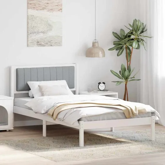 Sengestel med polstret hovedgavl Lysegrå 100x200 cm