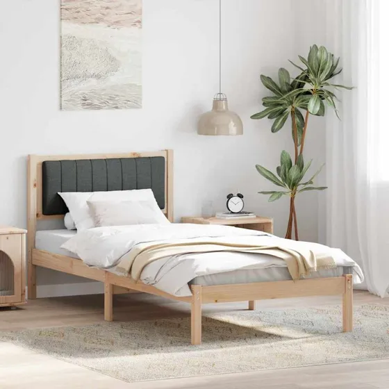 Polstret sengestel med hovedgavl 90x200 cm - mørkegrå