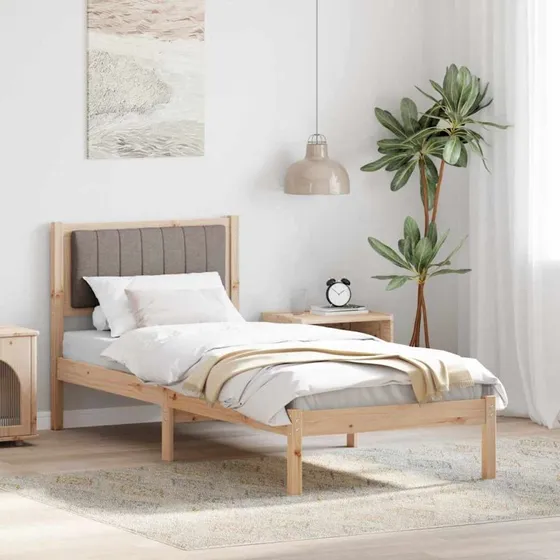 Sengestel 80x200 med polstret hovedgavl, gråbrun