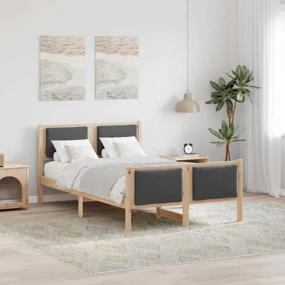 Sengestel med hovedgærde Mørkegrå stof 120x200 cm
