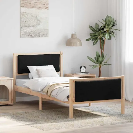 Sengestel med hovedgærde 100x200 Sort Stof