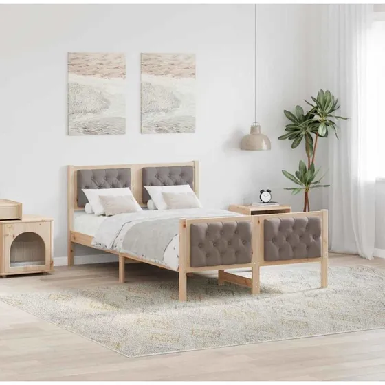 Sengestel med hovedgærde 120x190 cm - Gråbrun fyrretræ