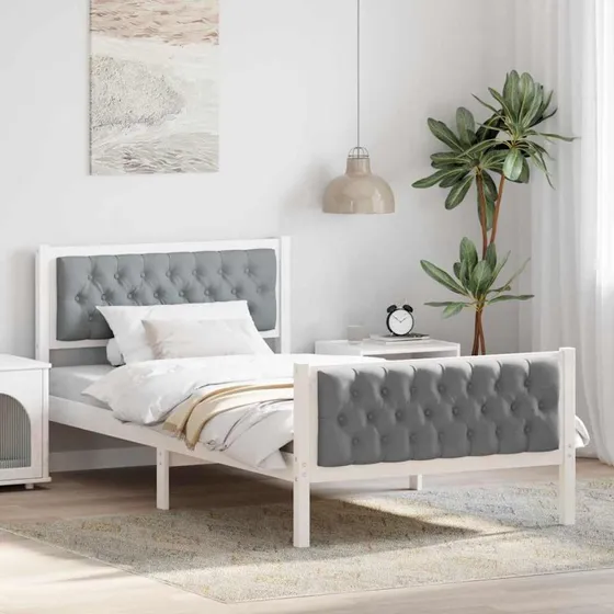 Sengestel 100x200 Lysegrå i massivt fyrretræ