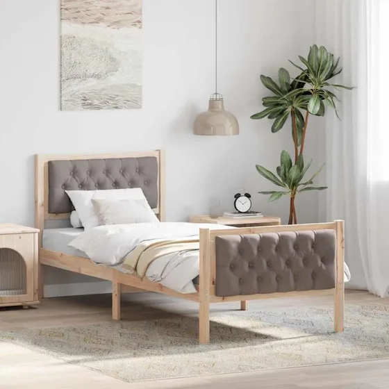 Sengestel 80x200 cm med hovedgærde – gråbrun, massiv fyrretræ