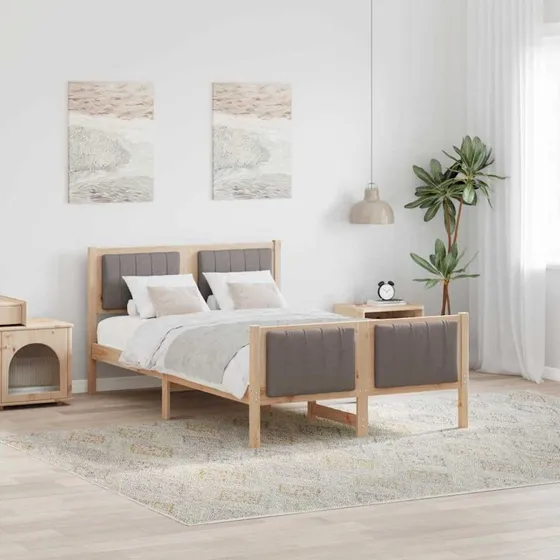 Sengestel i massivt fyrretræ, brun/taupe 120x200 cm
