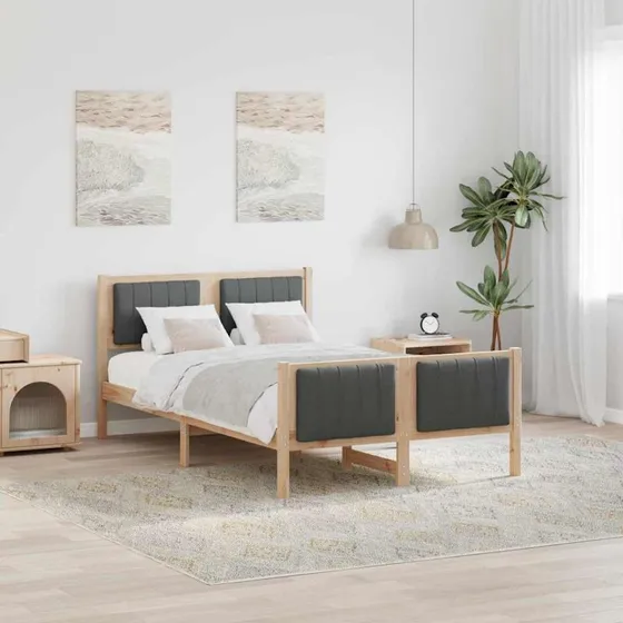 Sengestel i massivt fyrretræ 120x190 cm – brun/mørkegrå
