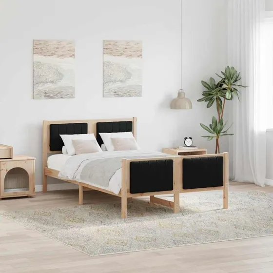 Sengestel i massivt fyrretræ 120x190 cm – brun/sort