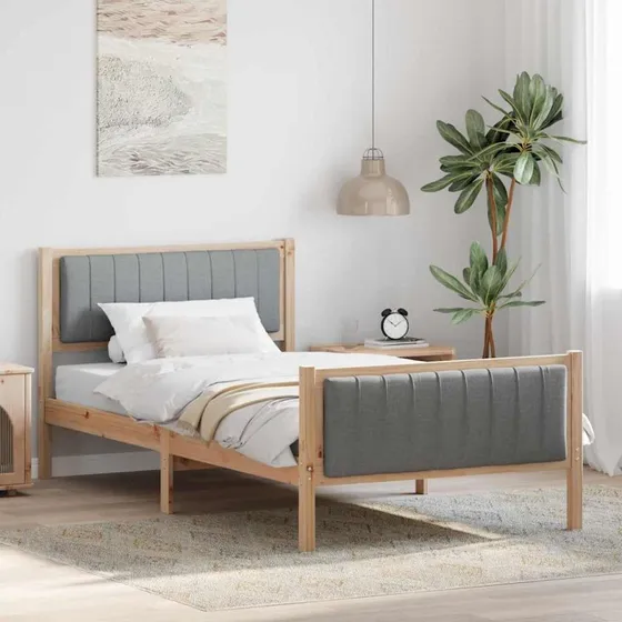 Sengestel i massivt fyrretræ 100x200 cm – brun/lysegrå