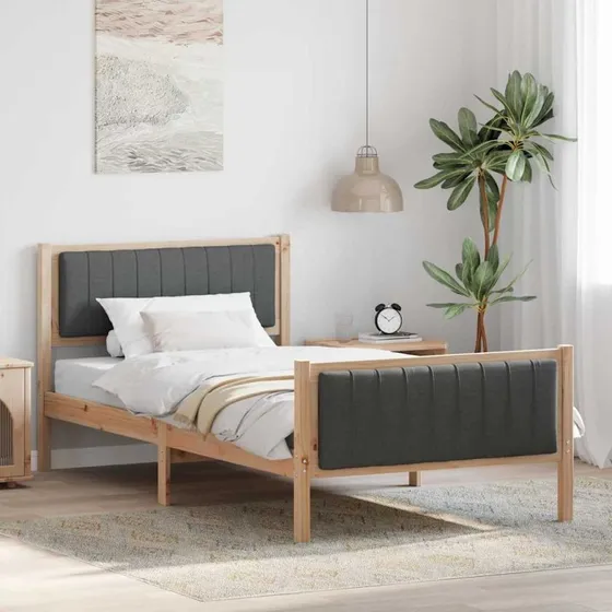 Sengestel 100x200 i massivt fyrretræ - brun/mørkegrå