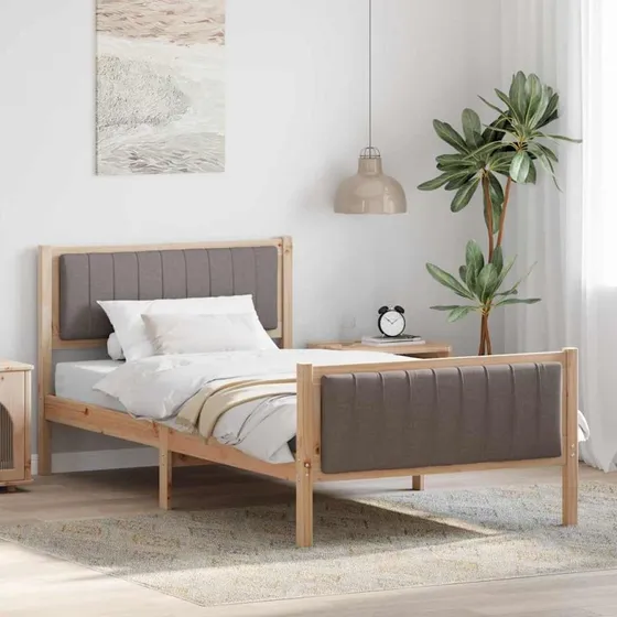 Sengestel i massivt fyrretræ 100x200 cm - Brun/Taupe
