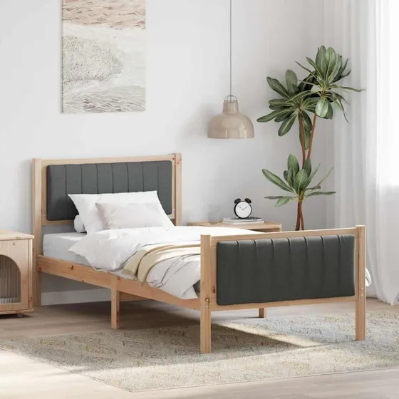 Sengestel i massivt fyrretræ 90x190 brun/mørkegrå