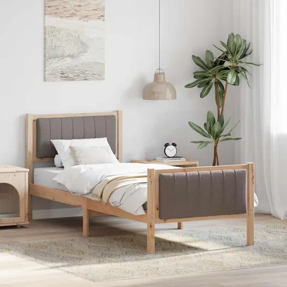 Sengestel i massivt fyrretræ 75x190 cm – brun/taupe