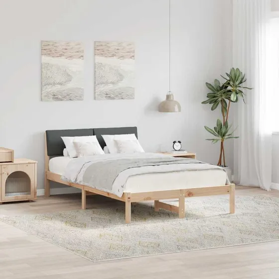 Sengestel i massivt fyrretræ 120x200 cm – brun/mørkegrå