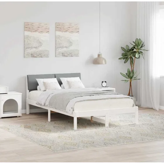 Sengestel 120x200 Hvid/lysgrå i massivt fyrretræ