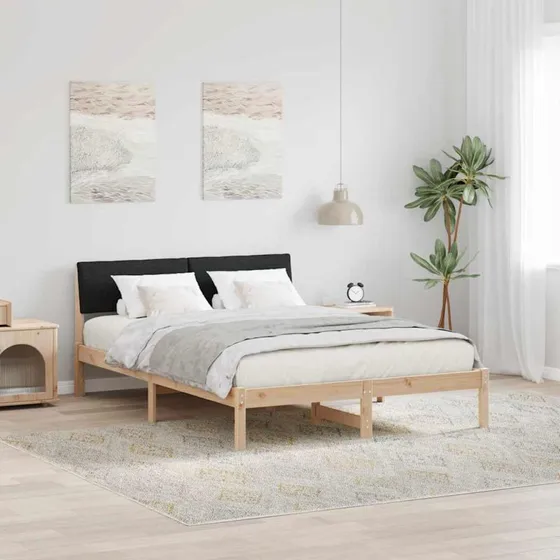 Sengestel i massivt fyrretræ 135x190 cm – brun/sort