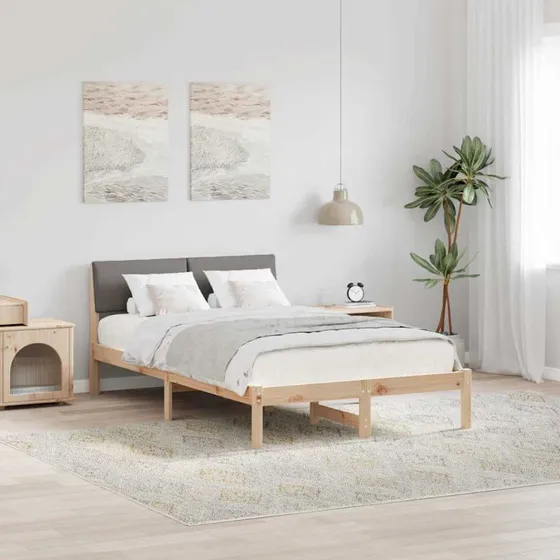 Sengestel i massivt fyrretræ 120x190 cm – brun/taupe