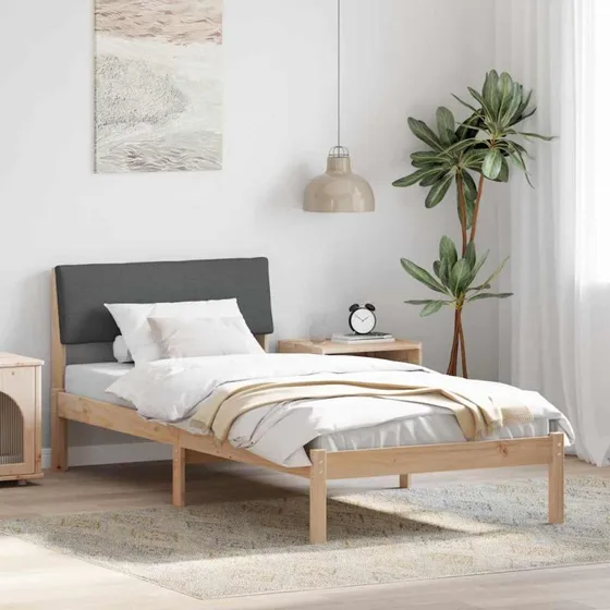 Sengestel i massivt fyrretræ 90x200 cm - brun/mørkegrå