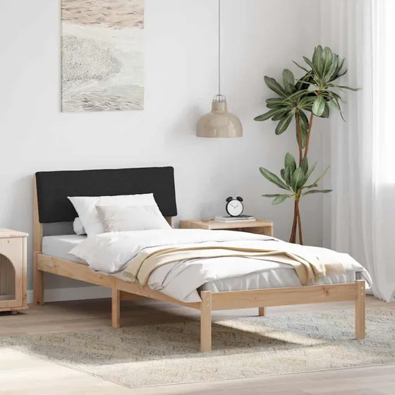 Sengestel 90x200 cm i massivt fyrretræ – brun/sort