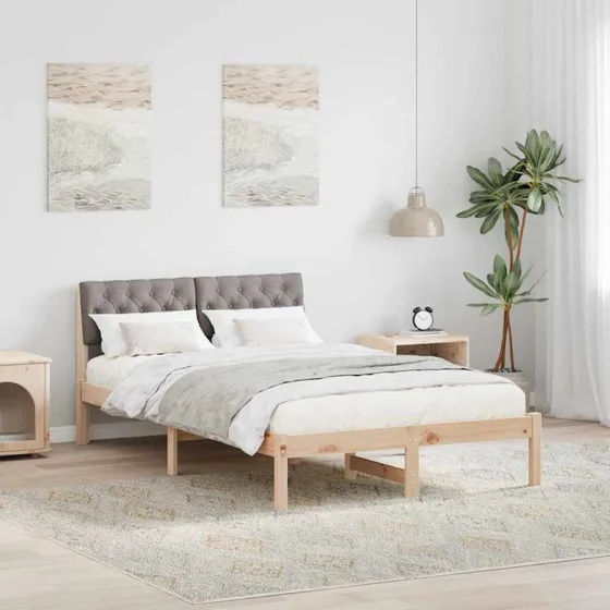 Sengestel i massivt fyrretræ 120x190 cm - Brun/Taupe