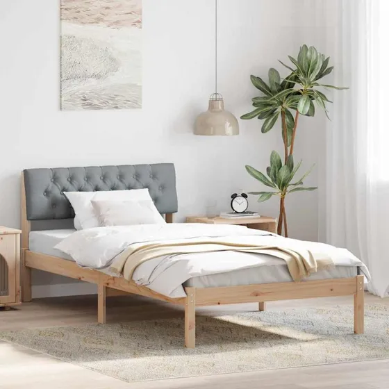 Sengestel i massivt fyrretræ 100x200 cm - brun/lysegrå