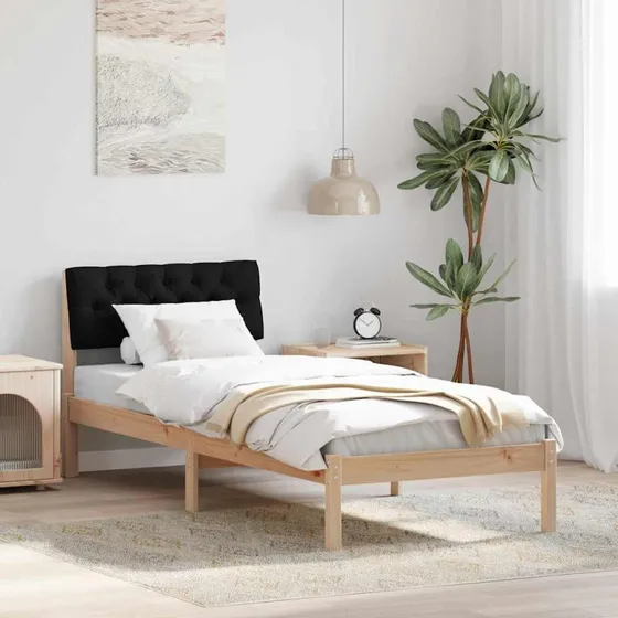 Sengestel i massivt fyrretræ 75x190 cm - Brun/Sort