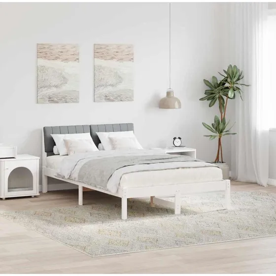 Sengestel i massivt fyrretræ 120x200 Hvid/lys grå