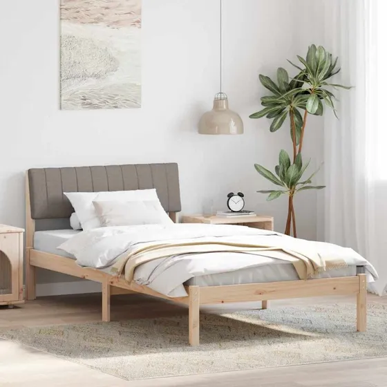 Sengestel i massivt fyrretræ 100x200 cm - brun/taupe