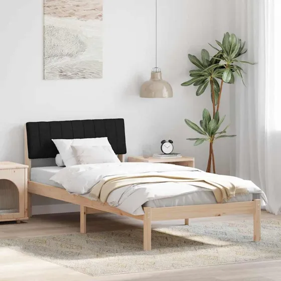 Sengestel 90x200 cm i massivt fyrretræ – brun/sort