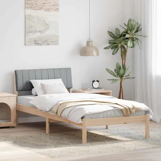 Sengestel i massivt fyrretræ 90x190 cm – brun/lysegrå