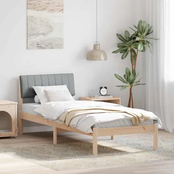 Sengestel i massivt fyrretræ 75x190 cm – Brun/lysegrå