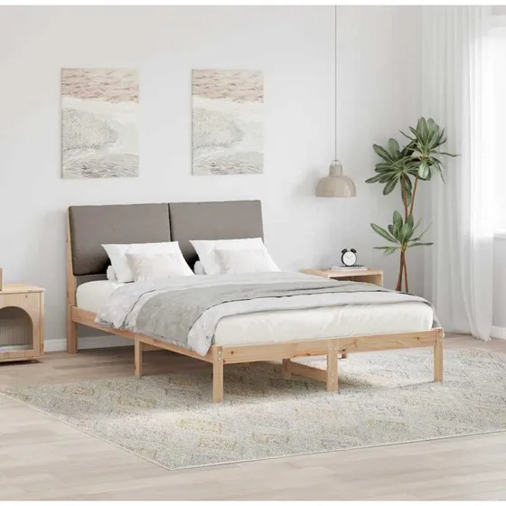 Sengestel i massivt fyrretræ 140 x 200 cm – brun/taupe
