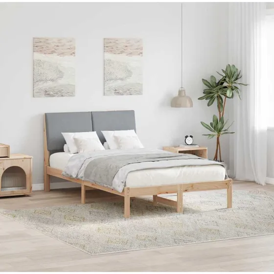 Sengestel i massivt fyrretræ 135x190 cm – brun/lysegrå