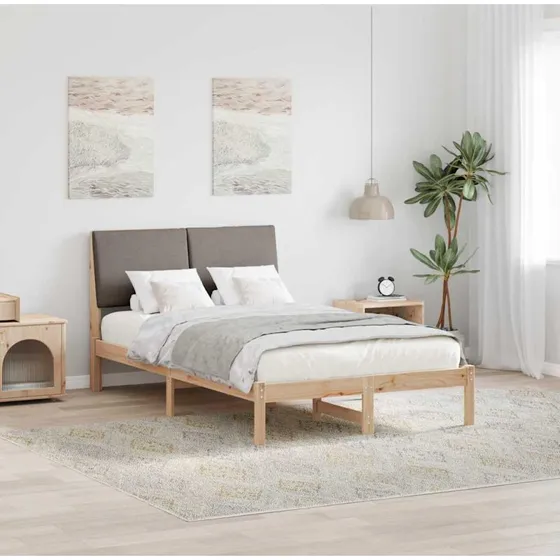 Sengestel i massivt fyrretræ 120 x 190 cm - brun/taupe