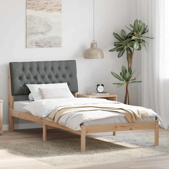 Sengestel 100x200 cm – Brun med polstret hovedgavl