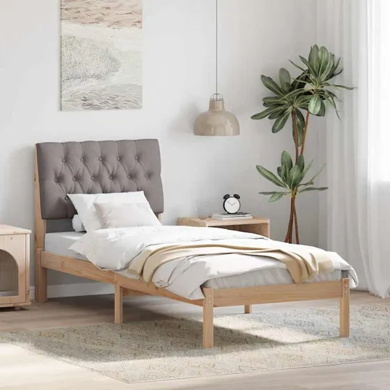Sengestel 80x200 med polstret hovedgavl – brun/grå