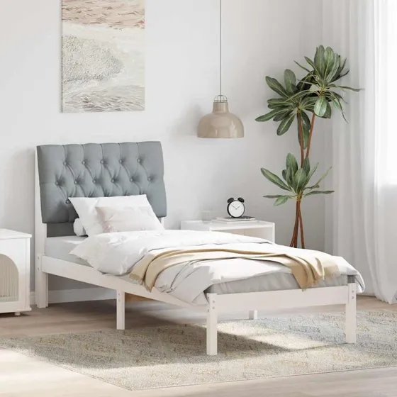 Sengestel 80x200 med polstret hovedgavl - hvid