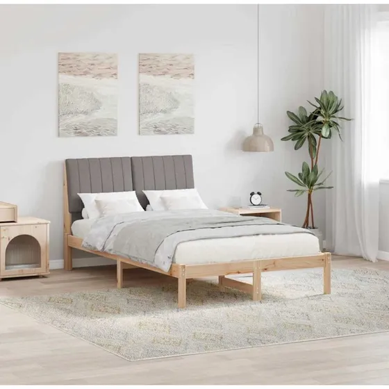 Sengestel 120x190 Brun med polstret hovedgærde i fyrretræ
