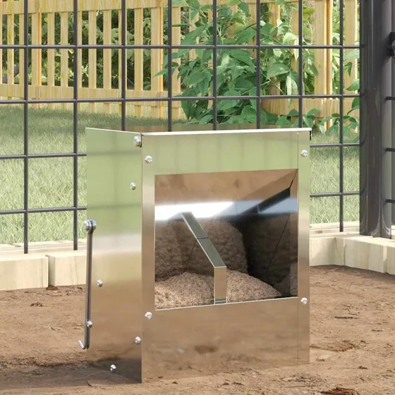 Kaninfoderdispenser, galvaniseret stål 20×12,5×25 cm