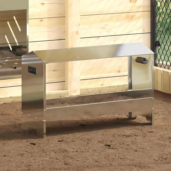 Kyllingefodertrug i galvaniseret stål 81×32×53,5 cm
